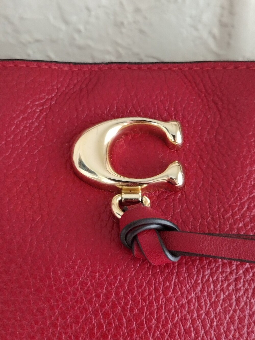 Coach 19117 Red Pebbled Leather Satchel Crossbody Bag Gold C Charm - Picture 10 of 16